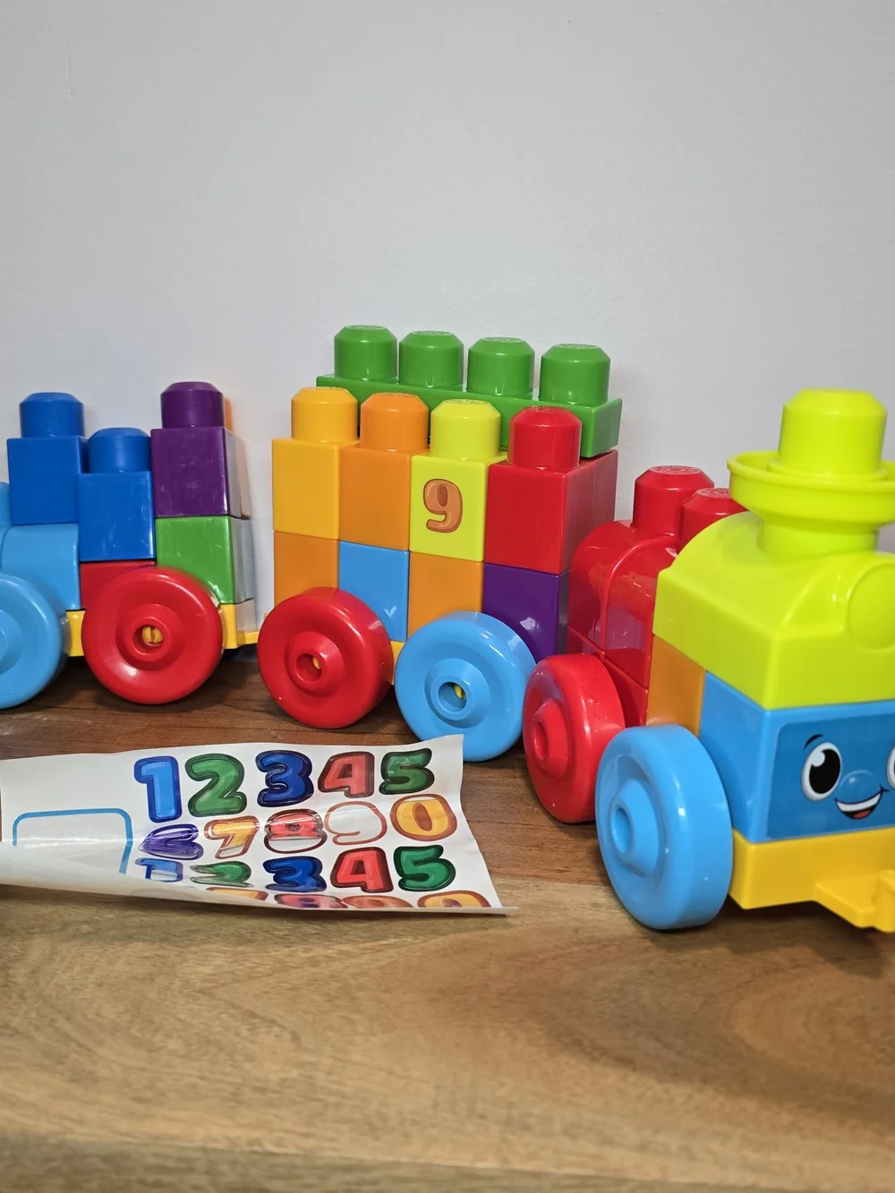 Mega Blocks 123 Colorful Stacking Train Toy - Blue, Yellow, Red.